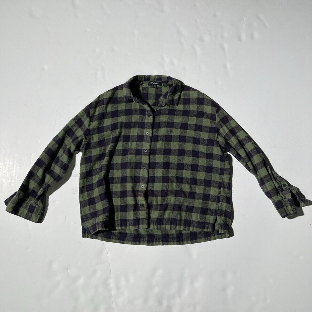 Madewell Classic Ex-Boyfriend Shirt Green Flannel Plaid XXS
